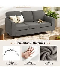 Gouun Teddy Velvet 3-Seat Sofa with Back Pillows and Rubber Wood Legs