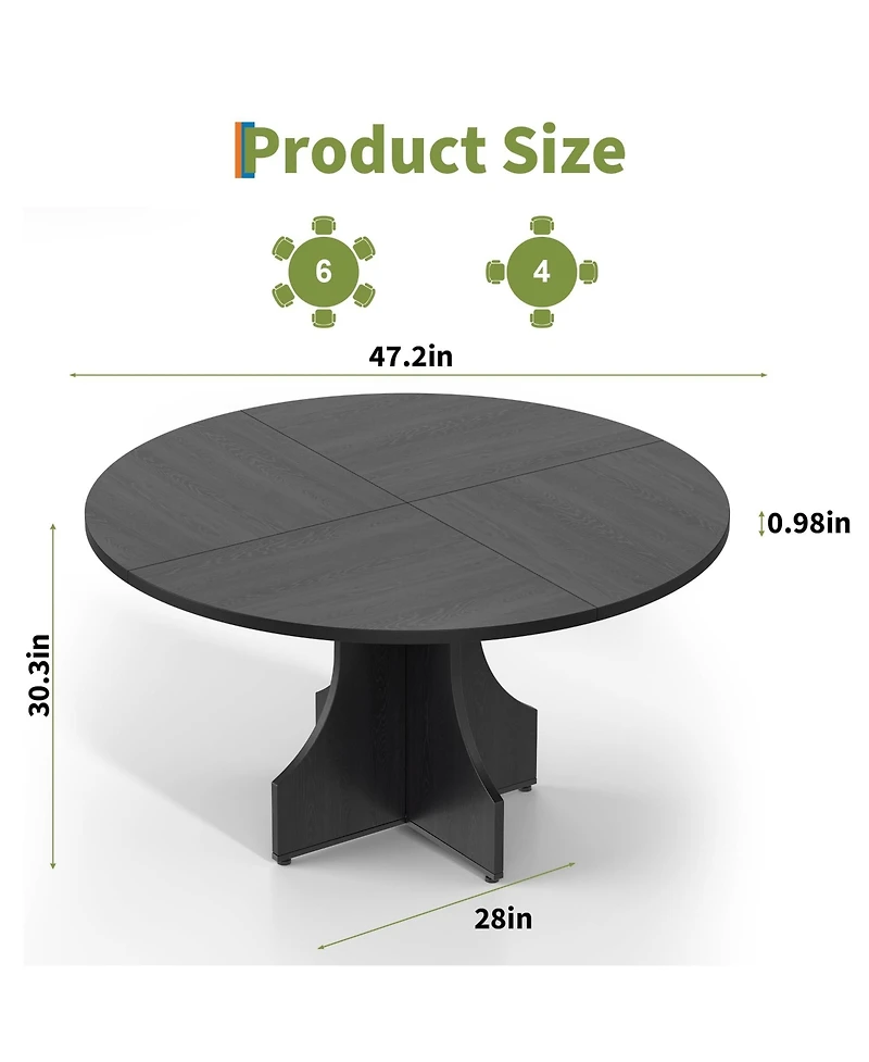 Homfan 47 Farmhouse Round Dining Table for 4-6, Rustic Circular Breakfast Nook Furniture Apartment or Small Room.