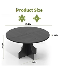 Homfan 47 Farmhouse Round Dining Table for 4-6, Rustic Circular Breakfast Nook Furniture Apartment or Small Room.