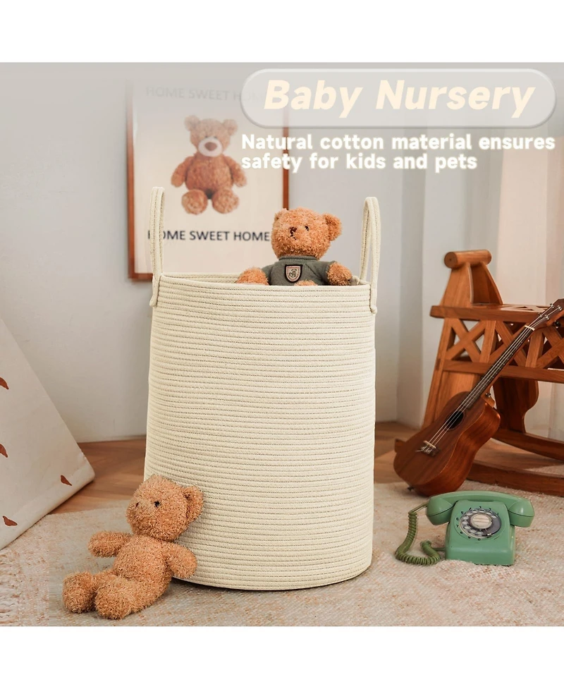 Gnuadz Woven Cotton Rope Laundry Hamper Storage Bin Gift Basket