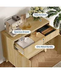 gaomon Fluted Buffet Cabinet with Storage, Sideboard Cabinet with Adjustable Shelf and Drawer