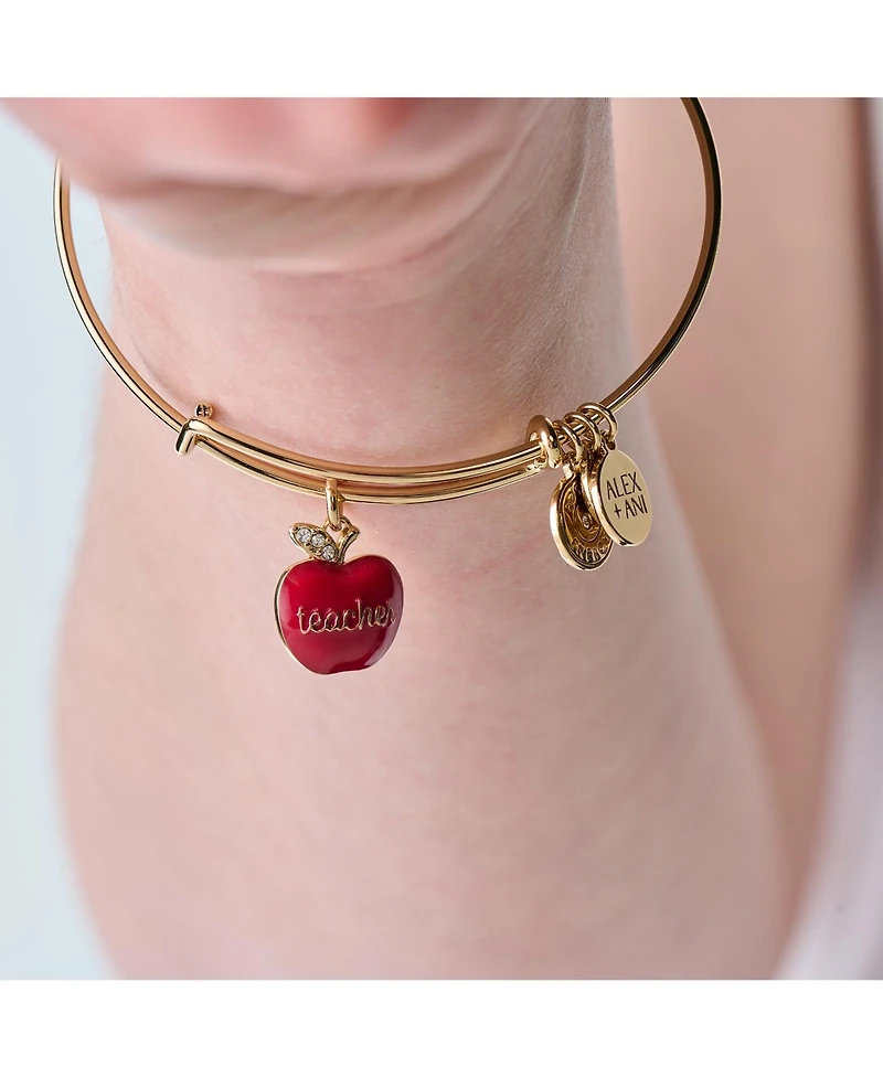 Alex and Ani Teacher 'Grow, Inspire, Love' Apple Charm Bangle