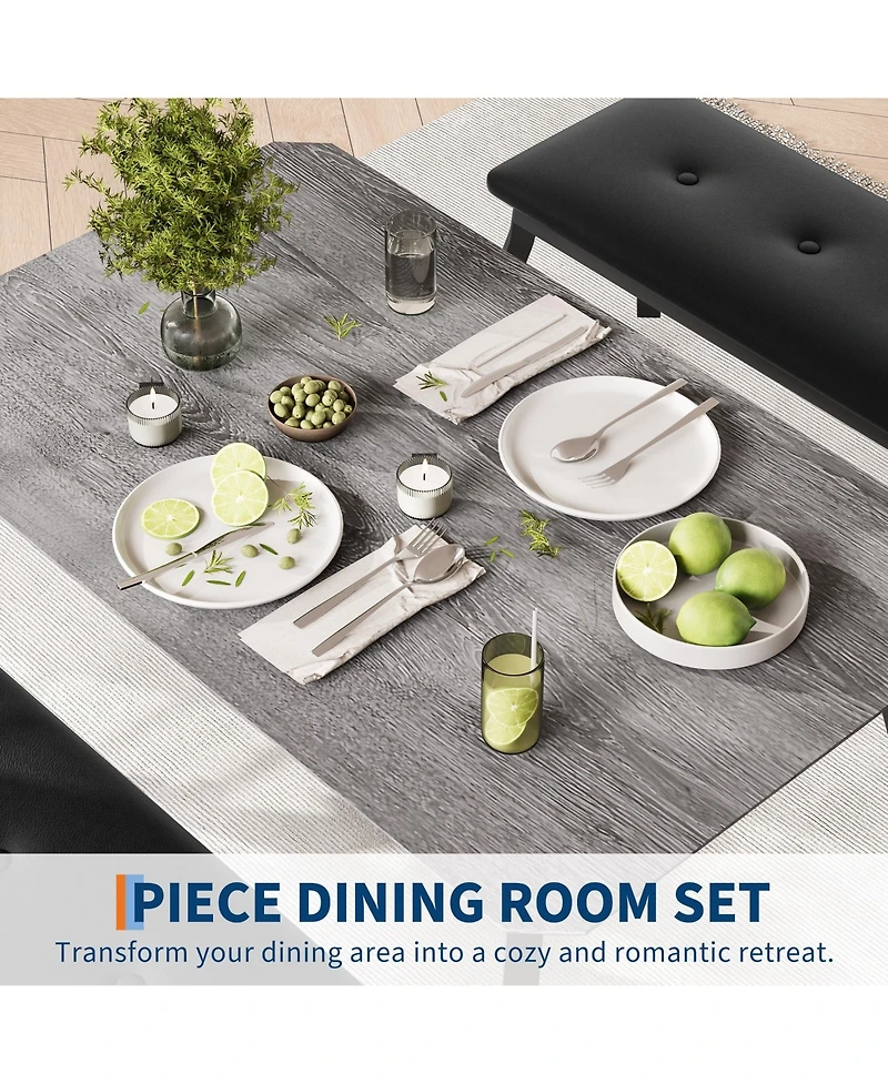 gaomon 3-Piece Modern Retro 2-Person Dining Table with Benches