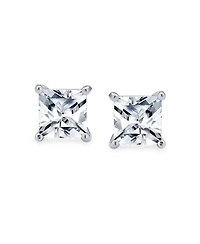 Bling Jewelry 1-2CT Square Cubic Zirconia Princess Cut Solitaire Cz Stud Earrings .925 Sterling Silver