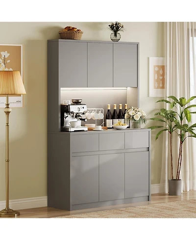 gaomon Kitchen Pantry Cabinet,71 in Tall Storage Cabinet with DoorsandShelves Adjustable, Kitchen Storage Hutch with Microwave Shelf