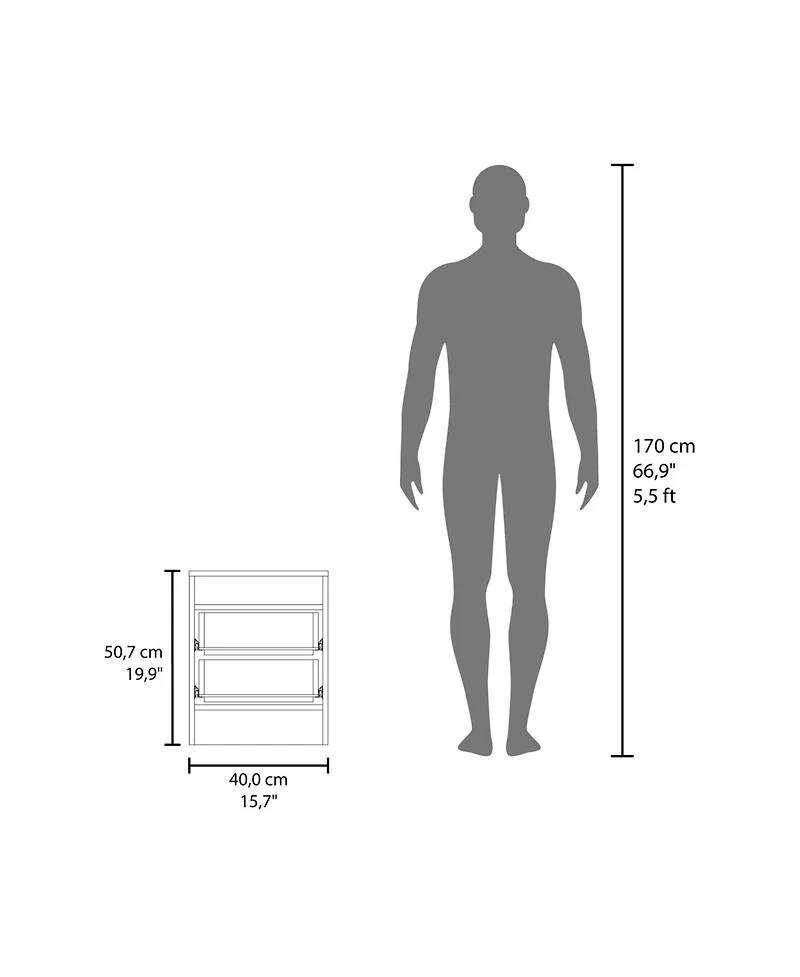 Fm Furniture Nightstand, 2 Drawers, Open Shelf, Modern Bedroom Storage