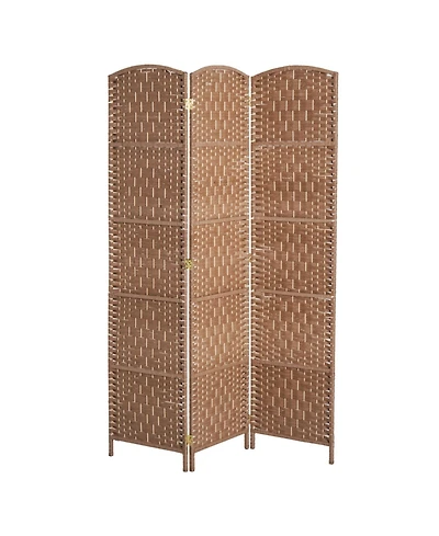 Rainsken 3 Panel Room Divider, 6FT Tall Folding Privacy Screen, Freestanding Hand-Woven Partition, for Bedroom Home Office, No Assembly Required
