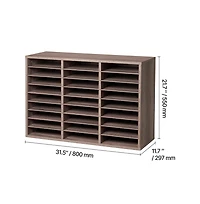 Sugift 27-Compartment Wood Literature Organizer, Office Mail Sorter with Removable Shelves, File Sorter for Home Classroom