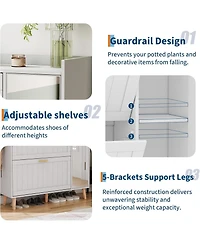gaomon Shoe Cabinet with Mirror, 2 Flip Drawers and Side Cabinet, Wood Shoe Storage Cabinet with Adjustable Shelves