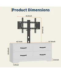 gaomon 47.2" Modern Wood Tv Stand with Mount and 6 Drawer Rattan Storage