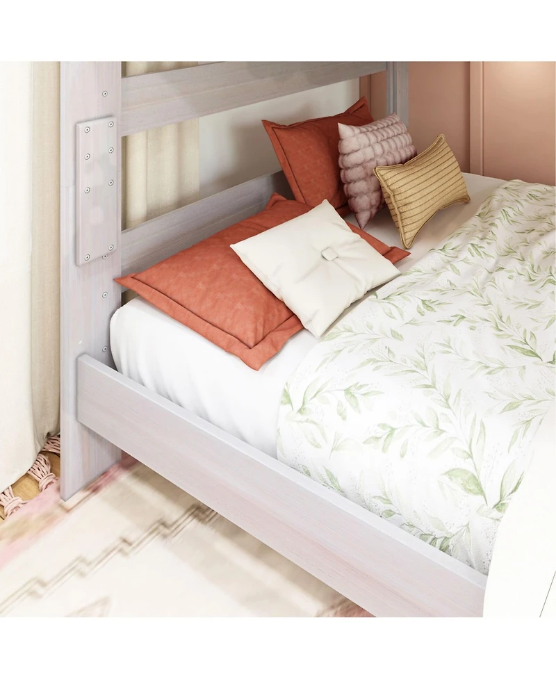 Max and Lily Farmhouse Bunk Bed for Kids Solid Wood