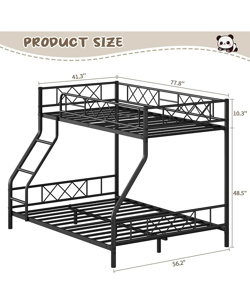 gaomon Bunk Bed Heavy Duty Metal with Ladder and Safety Rails, No Box Spring Required
