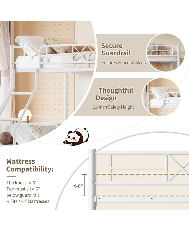 gaomon Bunk Bed Heavy Duty Metal with Ladder and Safety Rails, No Box Spring Required
