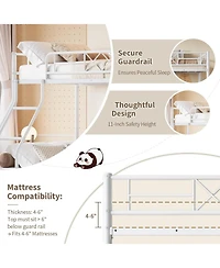 gaomon Bunk Bed Heavy Duty Metal with Ladder and Safety Rails, No Box Spring Required