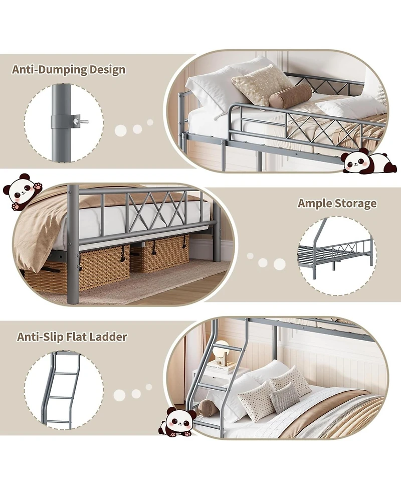 gaomon Bunk Bed Heavy Duty Metal with Ladder and Safety Rails, No Box Spring Required