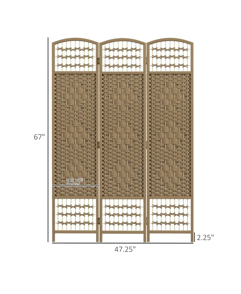 Rainsken 3 Panel Room Divider, 5.6 ft Tall Wave Fiber Freestanding Partition Wall Divider, for Bedroom Home Office, No Assembly Required