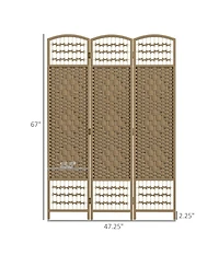 Rainsken 3 Panel Room Divider, 5.6 ft Tall Wave Fiber Freestanding Partition Wall Divider, for Bedroom Home Office, No Assembly Required