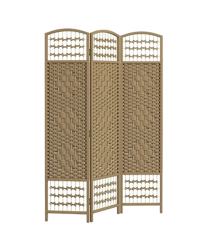 Rainsken 3 Panel Room Divider, 5.6 ft Tall Wave Fiber Freestanding Partition Wall Divider, for Bedroom Home Office, No Assembly Required