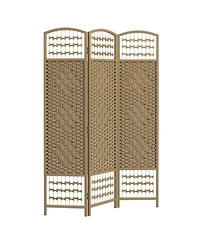 Rainsken 3 Panel Room Divider, 5.6 ft Tall Wave Fiber Freestanding Partition Wall Divider, for Bedroom Home Office, No Assembly Required