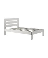 Max and Lily Bed Frame, Farmhouse Solid Wood Platform with Slatted Headboard