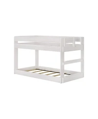 Max & Lily Twin over Low Bunk Bed, Modern Farmhouse Solid Wood Beds for Kids, Driftwood