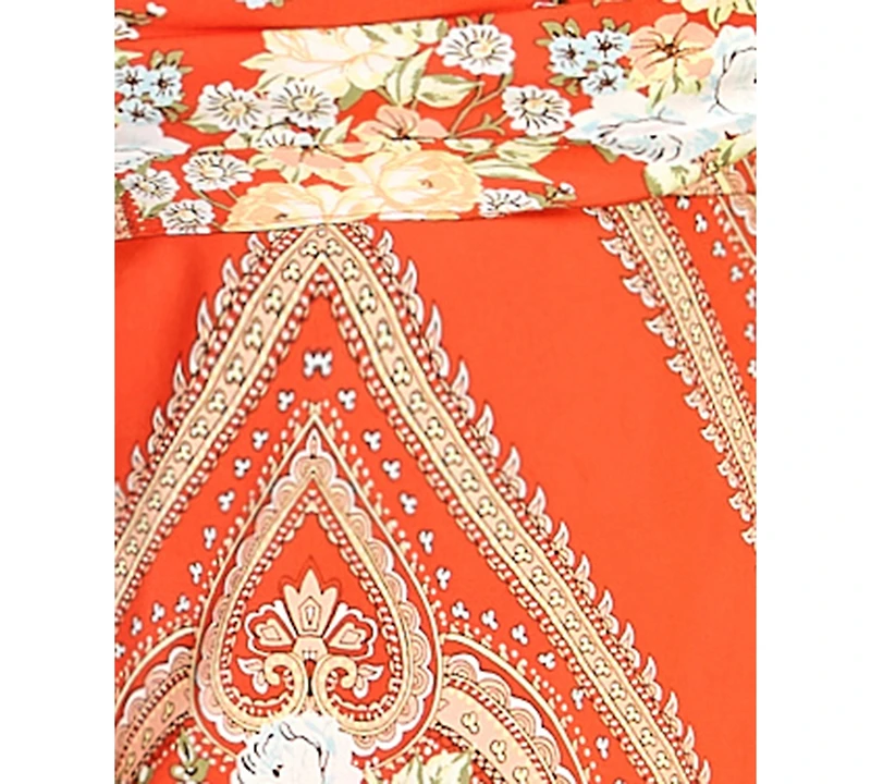 Seni & Cade Women's Satin Scarf Printed Cowl Neck Dress
