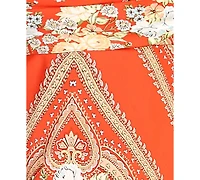 Seni & Cade Women's Satin Scarf Printed Cowl Neck Dress