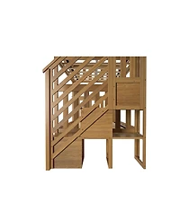 Max and Lily Bed Frame, Farmhouse Solid Wood Platform with Slatted Headboard