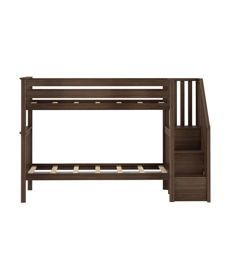 Max and Lily Bed Frame, Farmhouse Solid Wood Platform with Slatted Headboard