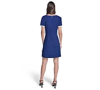 Karl Lagerfeld Paris Women's Bow Trim Scuba Crepe Sheath Dress