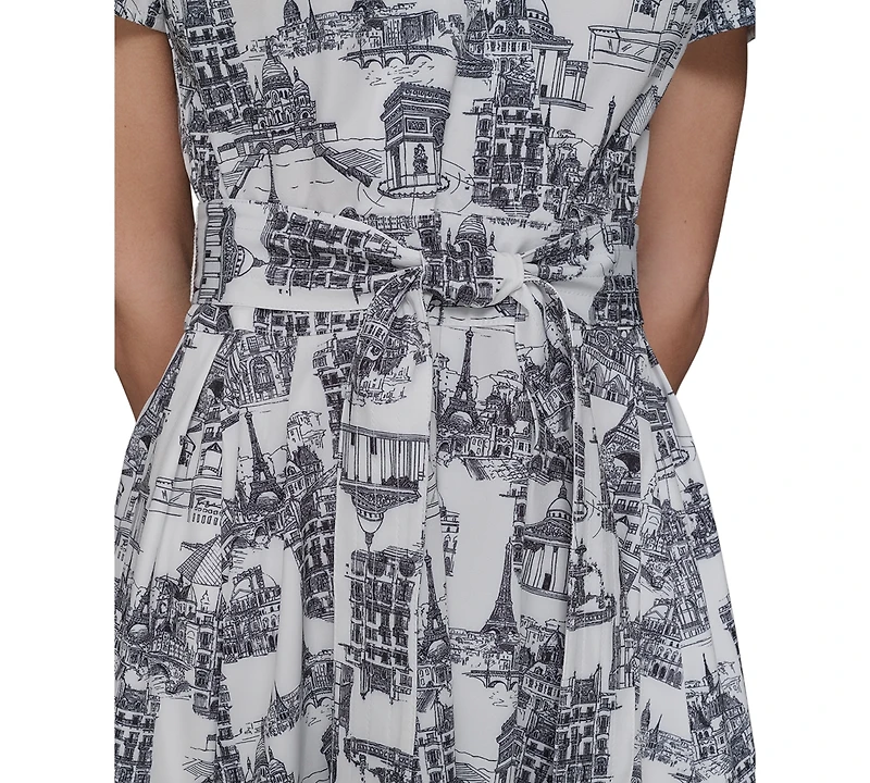 Karl Lagerfeld Paris Women's Toile Tie-Waist Dress