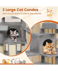 Cozito Cat Tree 65 in with 3 Upholstered Perches and 2 Condos