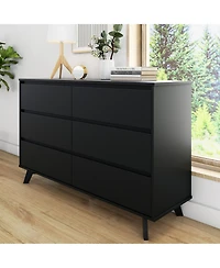 Max and Lily Solid Wood Scandinavian 6 Drawer Dresser