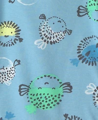 Carter's Toddler Girls' 2T-5T Pufferfish Short-Sleeve T-Shirt, Shorts and Pants Sleep Play, 4-Piece Set