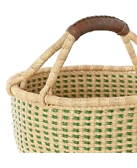 African Modern, Forest Green and Natural Checked Bolga Basket