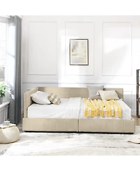 Rainsken Storage Upholstered Tufted Bed Frame, with 2 Drawers, Velvet Corner Frame Full, No Box Spring Needed