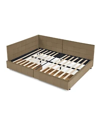 Rainsken Storage Upholstered Tufted Bed Frame, with 2 Drawers, Velvet Corner Frame Full, No Box Spring Needed