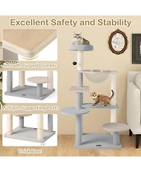 Cozito Cat Tree 44 inch Modern with Removable Padded Top Perch