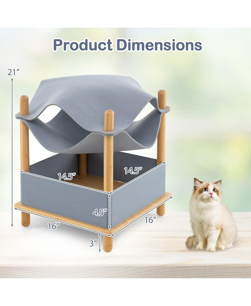 Cozito Cat House 2-Tier Wooden with Semi-Enclosed Condo