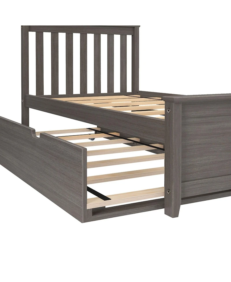 Max & Lily Bed Frame with Trundle, Classic Solid Wood Platform Storage