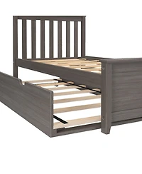 Max & Lily Bed Frame with Trundle, Classic Solid Wood Platform Storage