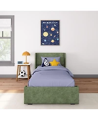 Max & Lily Upholstered Bed with Rectangular Headboard Drawer Side Storage