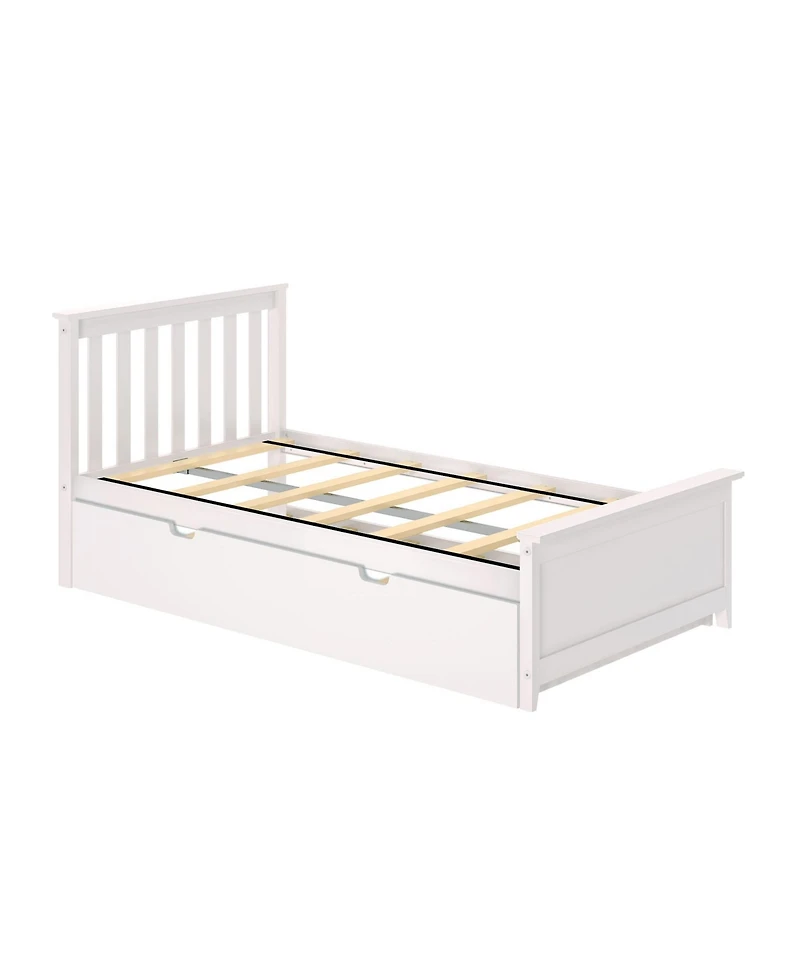 Max & Lily Bed Frame with Trundle, Classic Solid Wood Platform Storage