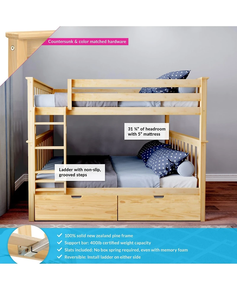 Max and Lily Full over Bunk Bed with Storage Drawers
