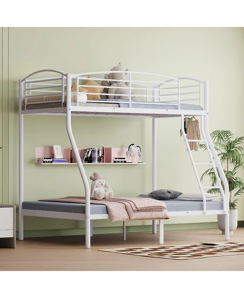 gaomon Twin Over Full Bunk Bed, Metal Beds with Ladder and Guardrail,Heavy Duty Space Saving Design,Smooth Rounded Edges