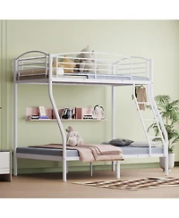 gaomon Twin Over Full Bunk Bed, Metal Beds with Ladder and Guardrail,Heavy Duty Space Saving Design,Smooth Rounded Edges
