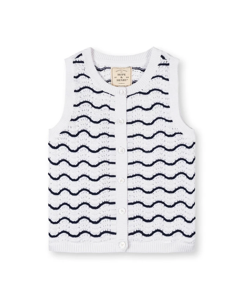Hope and Henry Little Big Girls' Organic Eyelet Tank Short Set