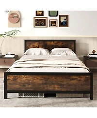 Slickblue Heavy Duty Metal Platform Bed Frame with Headboard Footboard for Bedroom