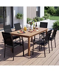 Sugift Stackable Outdoor Patio Dining Armchairs with Metal Frame