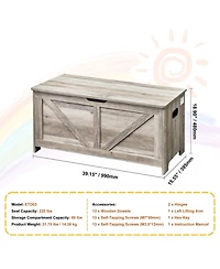 Gouun Wooden Toy Chest for Kids with Safety Hinge Flip Top Lid and Bench Seat